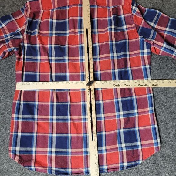 J. Crew Shirt Men Large Blue Red Plaid Sporting Goods Flannel Work Long Sleeve - Picture 5 of 9